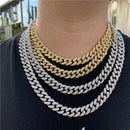 Hip Hop Iced Out Paved Rhinestones 1Set 8MM 13MM Full Miami Curb Cuban Chain CZ Bling Rapper Necklaces For Men Jewelry - DRE's Electronics and Fine Jewelry