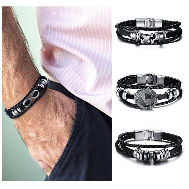 Infinity Men Bracelet Genuine Leather Black Hand Chain Friendship Brazelt Women Fashion 2018 Pulseira Masculina Dropshipping