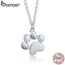 BAMOER Genuine 925 Sterling Silver Cute Animal Footprints Dog Cat Footprints Paw Necklaces Pendants Women Silver Jewelry SCN275 - DRE's Electronics and Fine Jewelry