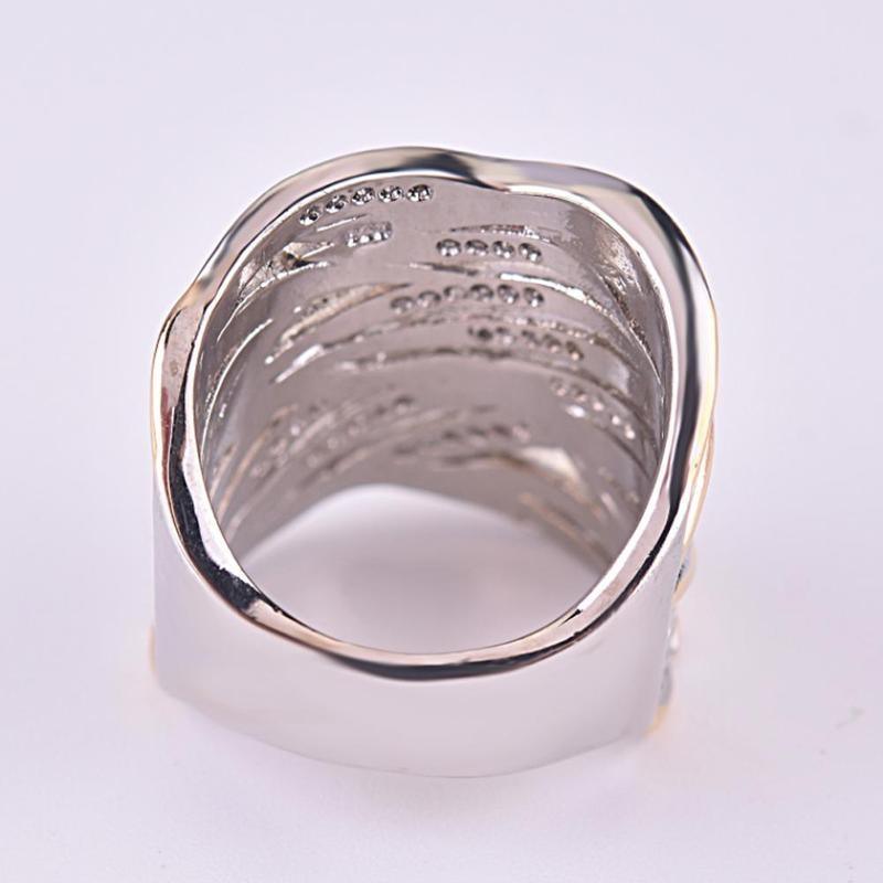 Multi-layer Gold Two-tone Ring High Quality Simulation Crystal Silver Color Wedding Rings For Women Bagues Pour Femme - DRE's Electronics and Fine Jewelry