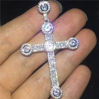 2020 Vintage Diamond cz Cross Pendant 100% 925 Sterling Silver Party Wedding Pendants Necklace For Women men moissanite Jewelry - DRE's Electronics and Fine Jewelry