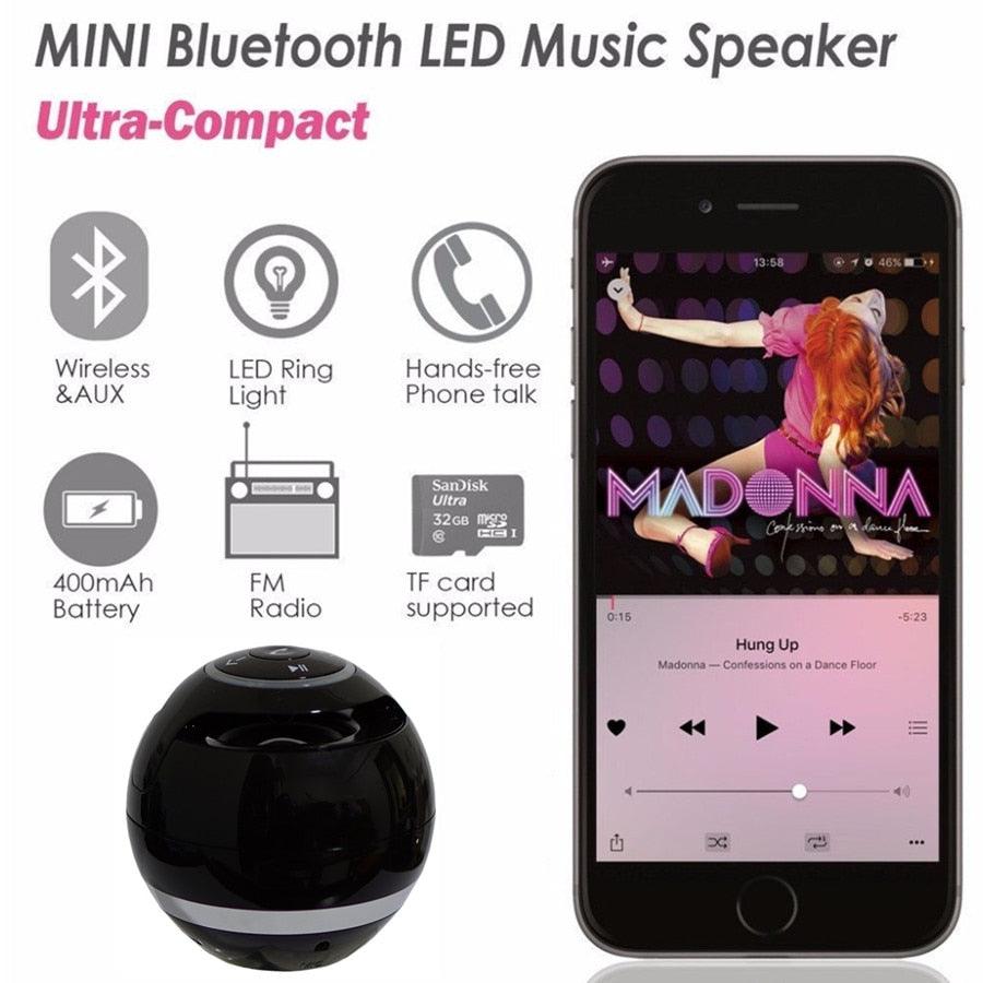 Bluetooth Speaker Mini Portable Wireless Speaker Soundbar Bass Boombox Sound box with Mic TF Card FM Radio LED Light