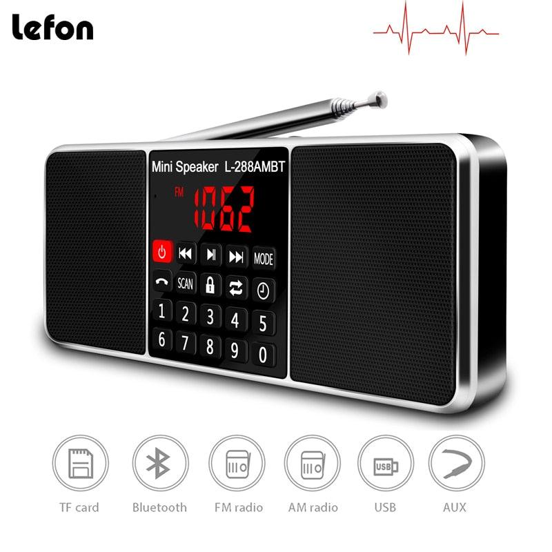 Lefon Digital Portable Radio AM FM Bluetooth Speaker Stereo MP3 Player TF/SD Card USB Drive Handsfree Call LED Display Speakers - DRE's Electronics and Fine Jewelry