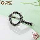 BAMOER 925 Sterling Silver Forever Clear Black CZ Circle Round Finger Rings SCR041 - DRE's Electronics and Fine Jewelry