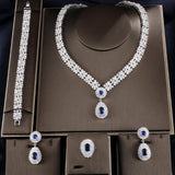 Dubai Luxury Jewelry Set Necklace Earring Bracelet - Blue - Necklaces Sets