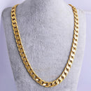 Shellhard Hip Hop Men Necklace Chains Fashion Solid Gold Color Filled Curb Cuban Long Necklace DIY Chain Charm Unisex Jewelry - DRE's Electronics and Fine Jewelry