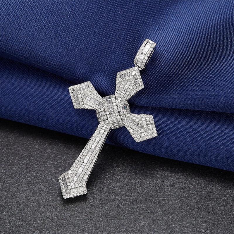 2020 Vintage Diamond cz Cross Pendant 100% 925 Sterling Silver Party Wedding Pendants Necklace For Women men moissanite Jewelry - DRE's Electronics and Fine Jewelry