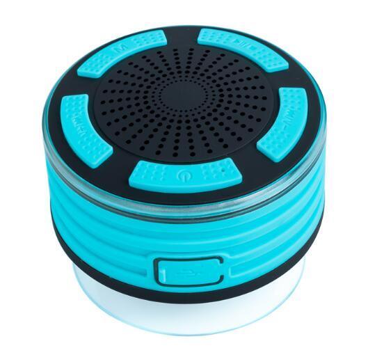TOPROAD Waterproof Wireless Stereo Bluetooth Speaker Portable Shower Sounders LED Light Handsfree - blue - Speakers