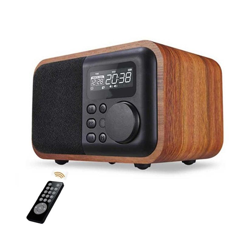 Wireless Wooden Portable Bluetooth Speaker Subwoofer with FM Radio Alarm Clock Caixa De Som Remote Control Altavoces Speaker