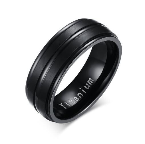 Vnox 8mm Men Ring Titanium Carbide Men's Jewelry