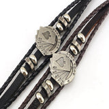 Vintage Cowhide Playing Card Bracelet Three Layer Woven Fashion Hand Strap European and American Men Women Accessories - Bracelets