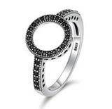 BAMOER 925 Sterling Silver Forever Clear Black CZ Circle Round Finger Rings SCR041 - SCR112 size 6