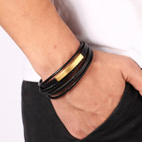 Classic Genuine Leather Bracelet For Men Hand Charm Jewelry Multilayer Magnet Handmade Gift Cool Boys - Bracelets