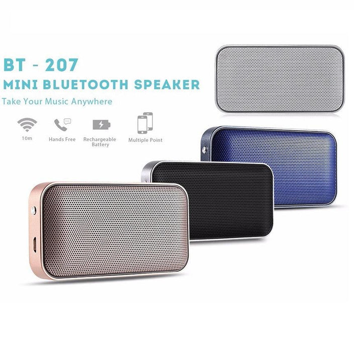 BT207 Portable Pocket Wireless Bluetooth Speaker Mini Small Metal Music Sound Box Handsfree Outdoor Bass Subwoofer for phone