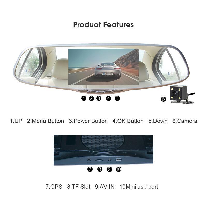 ANLUD Dash Camera 5.0 Dual Lens Dashcam GPS 1080P Car DVR Rear View Mirror Monitor Video Recorder DVR 3IN1 Car-detector - DRE's Electronics and Fine Jewelry