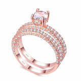 High quality Rose Gold White gold Women Fashion AAAA Cubic Zirconia Wedding Engagement ring - Rings