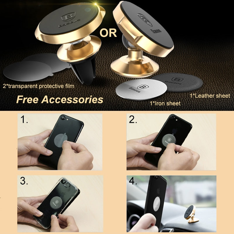 Baseus Magnetic Car Holder For Phone Universal Mobile Cell Stand Air Vent Mount GPS - Accessories