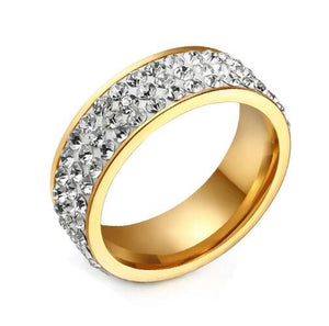 Vintage Wedding Rings for Women 3 Row Crystal Cubic Zirconia - white-size 5