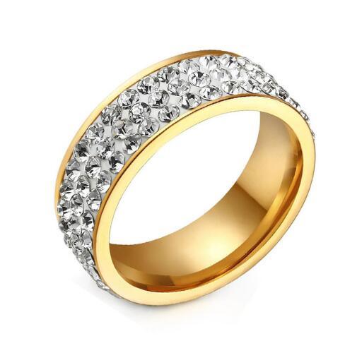 Vintage Wedding Rings for Women 3 Row Crystal Cubic Zirconia - white-size 5