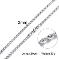 Stainless Steel Rope Chains Men Necklace Silver Gold Color Necklaces - DRE's Electronics and Fine Jewelry