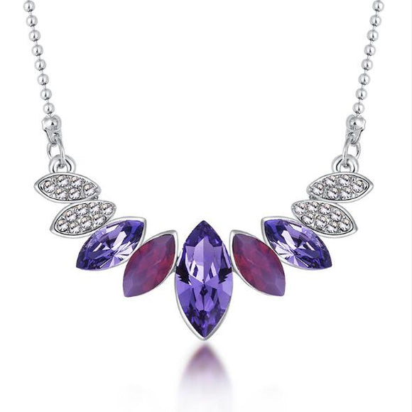 Austrian element Crystal Necklace Earrings Jewelry Sets - Purple necklace