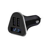 Anlud Dual USB Universal ABS+PC LED Screen Car Charger with Volatge Display - Black - Bluetooth FM Transmitters