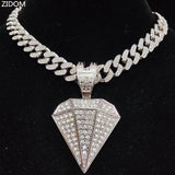 Men Women Hip Hop Iced Out Bling Bling diamonds Pendant Necklace with 13mm Cuban Chain HipHop Necklaces Fashion Charm Jewelry