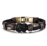 Vnox Leather Bracelet Bronze alloy Buckle Easy Hook For Men - Bracelets