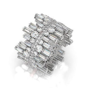 Huitan Luxury Irregularity Shape Love Ring for Women Micro Paved Round Square Cubic Zirconia Wedding Engage Ring Trendy Jewelry