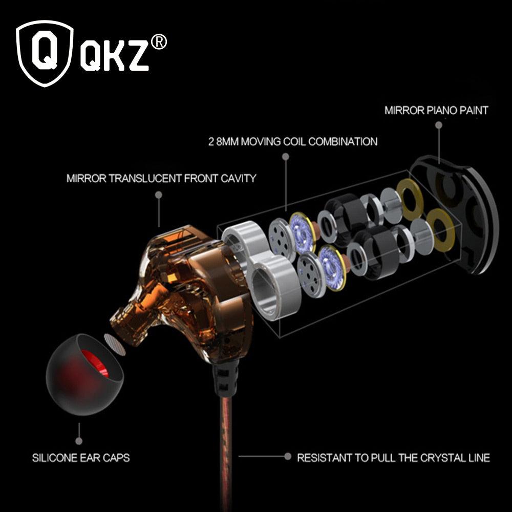 Earphones QKZ KD4 fone de ouvido Mini Dual Driver Original hybrid dual dynamic driver Headphone mp3 DJ Headset auriculares - DRE's Electronics and Fine Jewelry