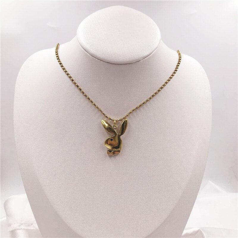 2020 new Women Fashion Cute Long Ear Bunny Pendant Necklaces Charm Playboy Necklace Party Jewelry Collier Femme - DRE's Electronics and Fine Jewelry