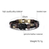Vnox Leather Bracelet Bronze alloy Buckle Easy Hook For Men - Bracelets