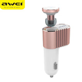 Awei A871BL Headset Super Mini Wireless Bluetooth Earbuds With Single USB Car Charger Adapter - Pink - Accessories
