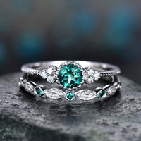 2Pcs/Set 2018 Luxury Green Blue Stone Crystal Rings For Women Sliver Color Wedding Engagement Rings Jewelry Dropship bagues pour - DRE's Electronics and Fine Jewelry