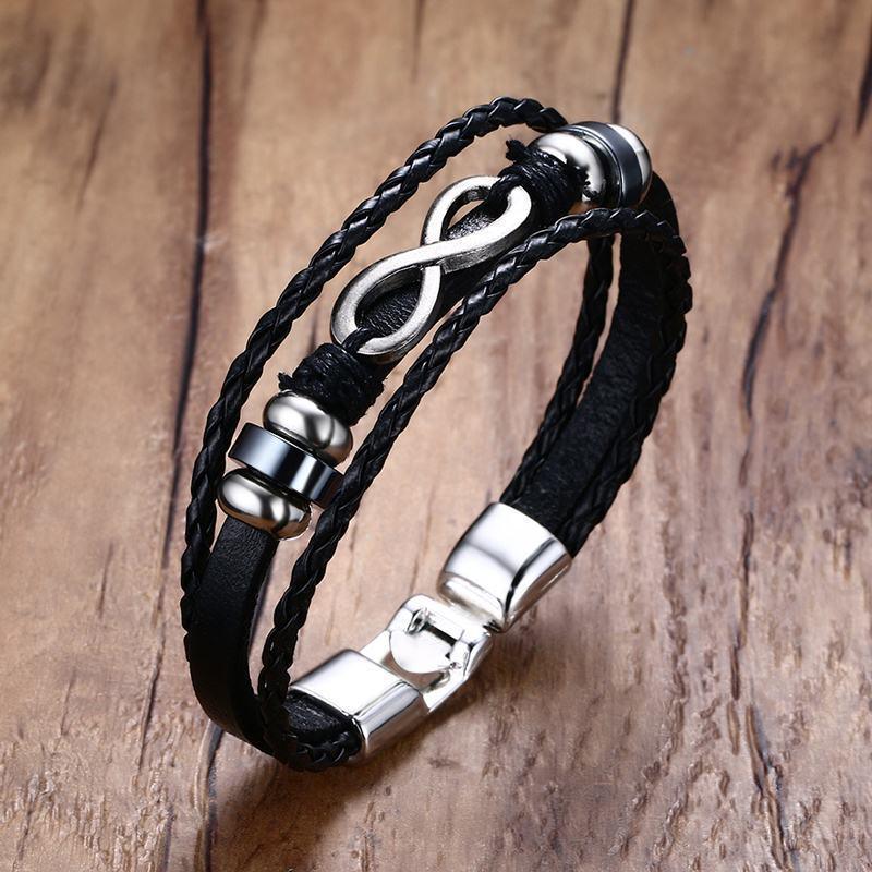 Infinity Men Bracelet Genuine Leather Black Hand Chain Friendship Brazelt Women Fashion 2018 Pulseira Masculina Dropshipping