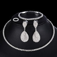 4 PCS Luxury Wedding Bridal Jewelry Sets for Brides Women Necklace Bracelet Ring Earring Set - DRE's Electronics and Fine Jewelry