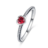 925 Sterling Silver Love Heart Romantic Ring - silver-size 5 - Rings