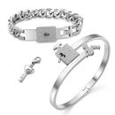 Couple Lovers Jewelry Love Heart Lock Bracelet Stainless Steel Bracelets Bangles Key Pendant Necklace Jewelry - DRE's Electronics and Fine Jewelry