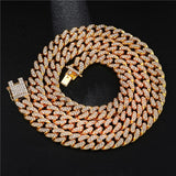Hip Hop Iced Out Paved Rhinestones 1Set 8MM 13MM Full Miami Curb Cuban Chain CZ Bling Rapper Necklaces For Men Jewelry