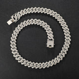 Hip Hop Iced Out Paved Rhinestones 1Set 8MM 13MM Full Miami Curb Cuban Chain CZ Bling Rapper Necklaces For Men Jewelry