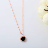 Niche Design Necklace Female Korean Version Round Roman Letters Diamond Clavicle Chain Titanium Steel Necklace