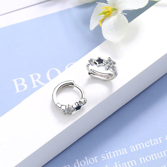 XIYANIKE 925 Sterling Silver Prevent Allergy Handmade Earrings for Women Trendy Elegant Star Geometric Crystal Jewelry Gifts