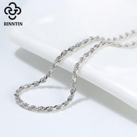 Rinntin Luxury 925 Sterling Silver Diamond-Cut Rope Chain Simple Chain Necklace For Men Women Fashion Silver Charm Jewelry SC29 - DRE's Electronics and Fine Jewelry