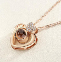 I Love You Projection Charm Pendant Necklaces Heart-shaped Crystal Wedding Ladies Necklace - DRE's Electronics and Fine Jewelry