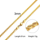 Stainless Steel Rope Chains Men Necklace Silver Gold Color Necklaces - DRE's Electronics and Fine Jewelry