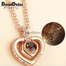 I Love You Projection Charm Pendant Necklaces Heart-shaped Crystal Wedding Ladies Necklace - DRE's Electronics and Fine Jewelry