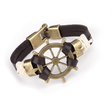 Wholesale Cuff braided Wrap Bracelet & Bangles Men Jewelry Pirate Genuine Leather Anchor Bracelets Vintage Men’s