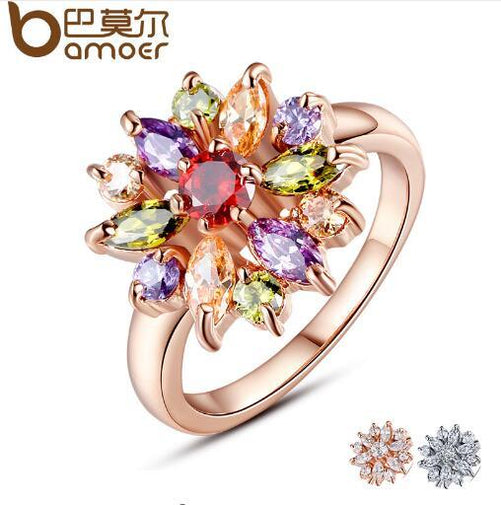 BAMOER Finger Ring with AAA Cubic Zircon Engagement Jewelry #6 7 8 9 JIR029