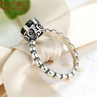 BAMOER 925 Sterling Silver Ring with Black Cubic Zirconia PA7109 - DRE's Electronics and Fine Jewelry