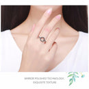 BAMOER 925 Sterling Silver Forever Clear Black CZ Circle Round Finger Rings SCR041 - DRE's Electronics and Fine Jewelry